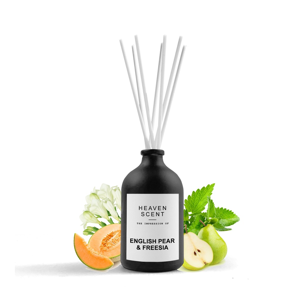 HEAVEN SCENT Luxury Reed Diffuser 100ml - Pengharum Ruangan Aromaterapi Inspired by Fragrances-English Pear & Frees