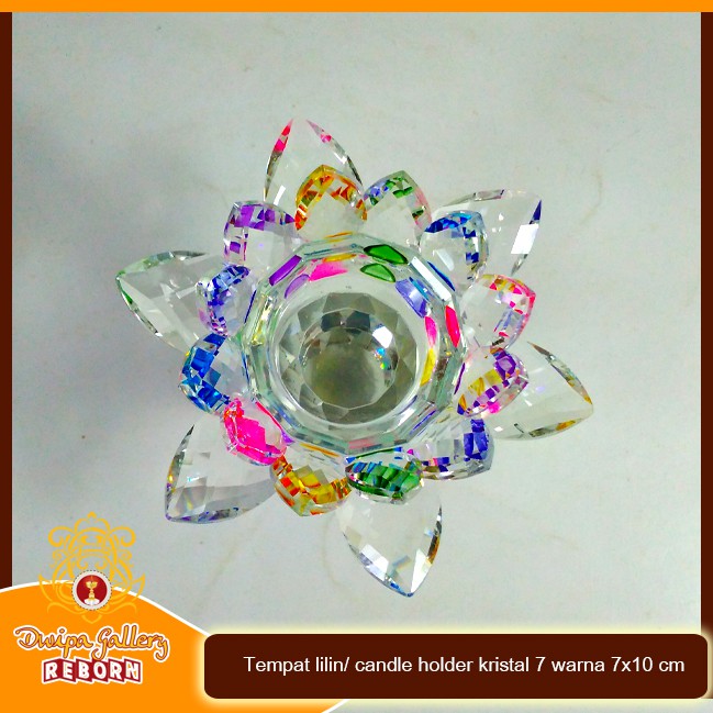 Tempat lilin/ candle holder kristal 7 warna 7x10 cm