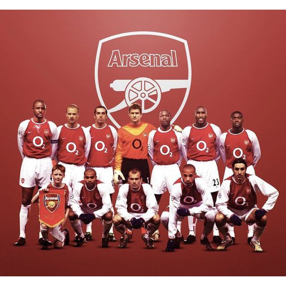 POSTER HIASAN DINDING CLUB SEPAK BOLA LIGA INGGRIS TEAM ARSENAL 2003/2004 BAHAN ART PAPER 310 GRAM