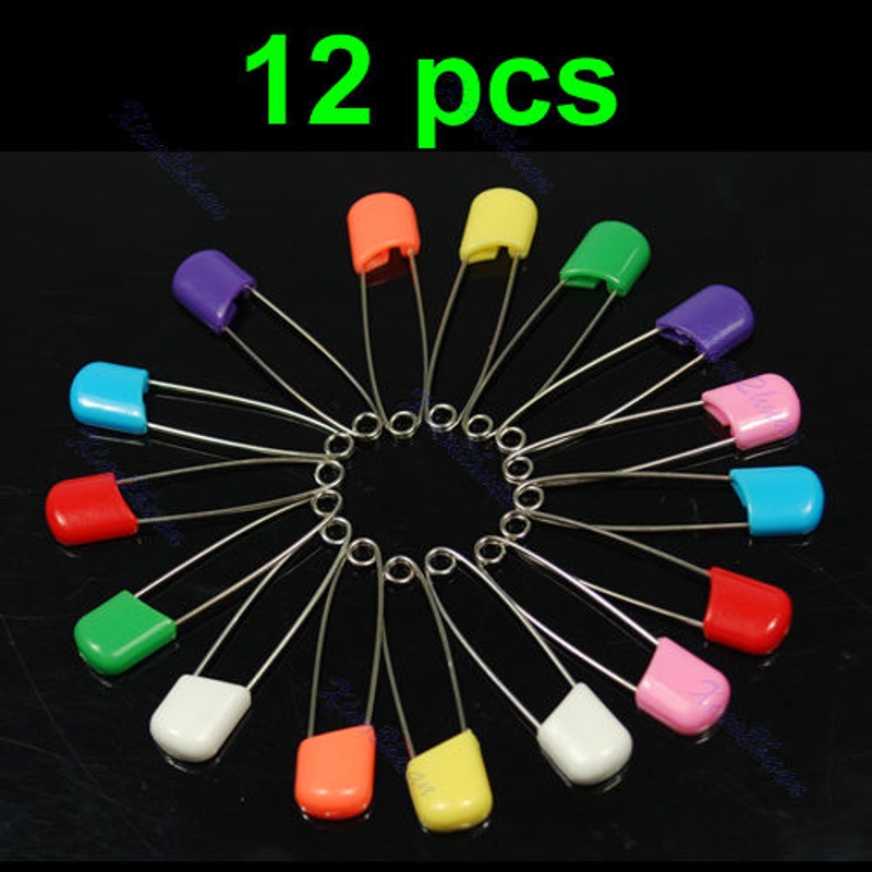 SIY  12 pcs Colors Safety Locking Baby Cloth Nappy Diaper Craft Pins