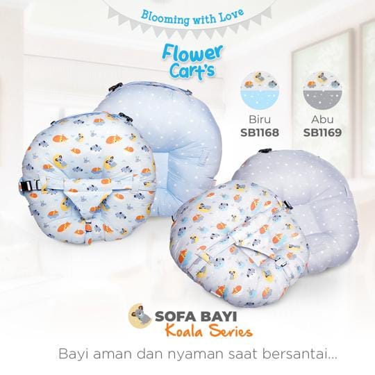 Sofa Bayi Multi Fungsi Flower Seri Koala Ada Gasper (Safety Belt ) Perlengkapan Bayi Newborn Kado Baby Baru Lahir Kasur Mobil Sofa Travelling Jumbo