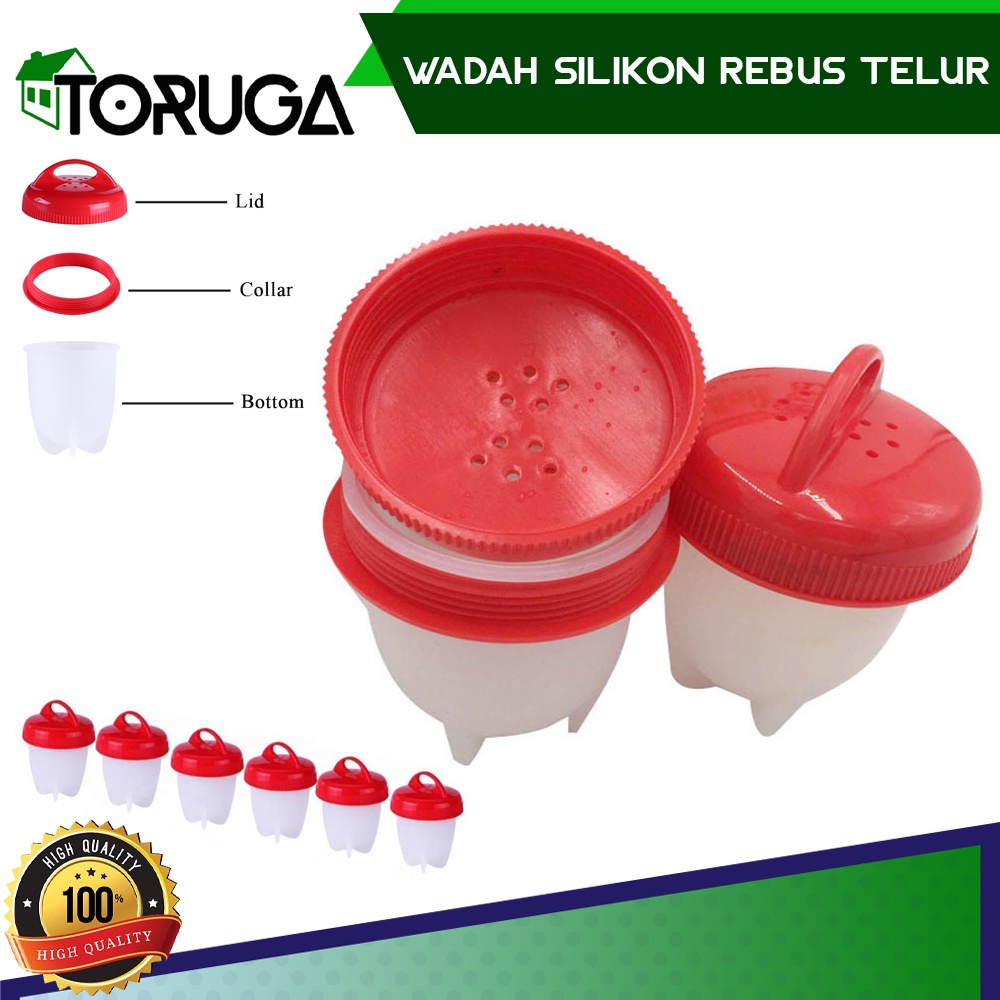 Wadah Silikon Tempat Merebus Telur Alat Cetakan Telor Rebus Isi 6 Pcs Egg Boiler