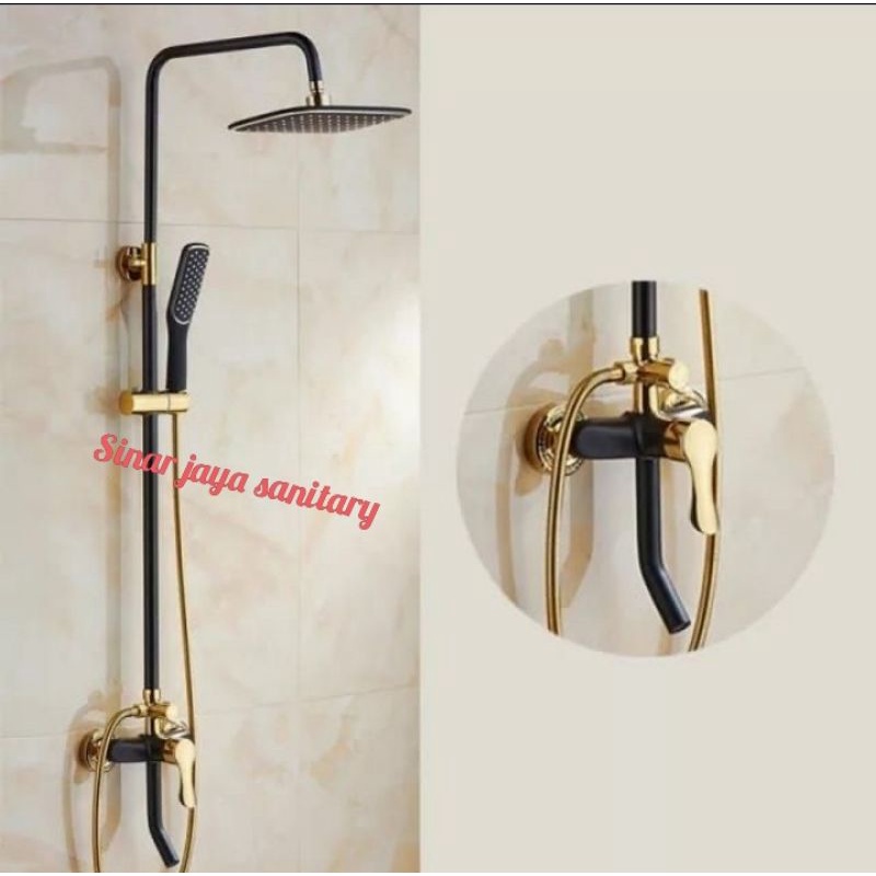 Shower tiang colum gold satu set panas dingin / Kran shower column panas dingin / shower tiang mewah