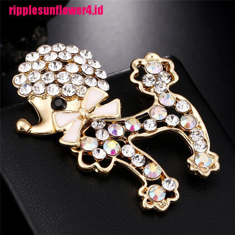 Bros Bentuk Anjing Aksen Kristal Dan Berlian Imitasi