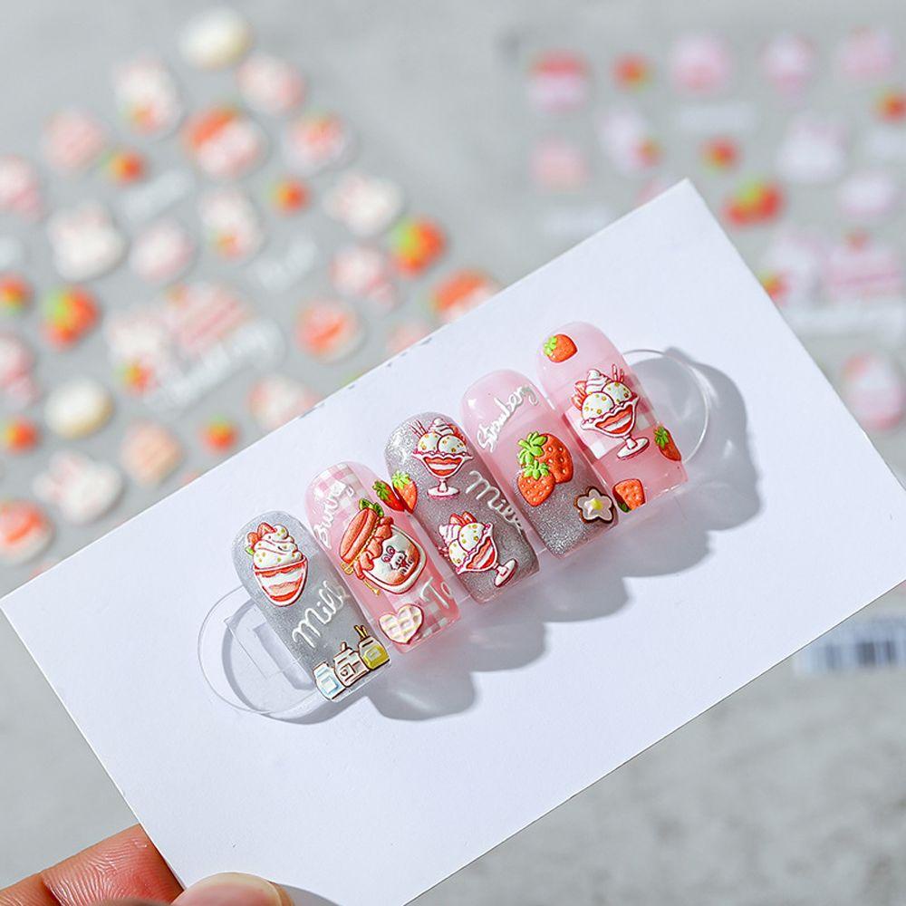 Agustinina Kartun Stiker Kuku Wanita Fashion Hewan Kelinci Perekat Diri DIY Nail Art Dekorasi