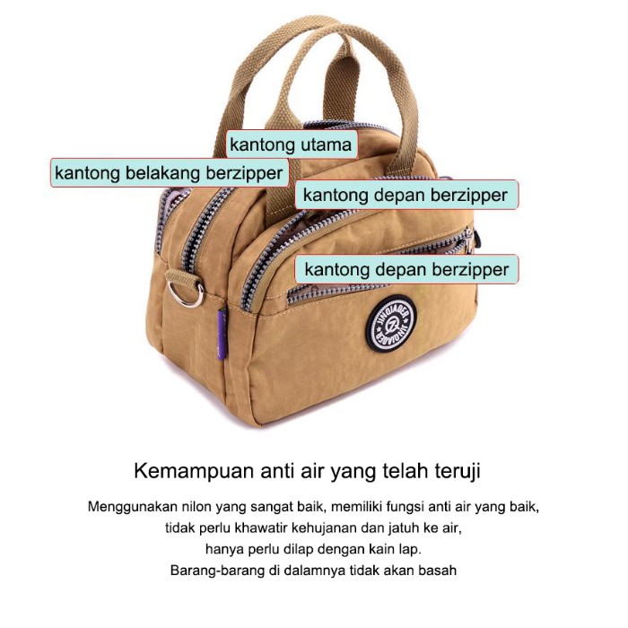 glinkshop1 Jinqiaoer Tas Multilayer Anti Air Selempang Jinjing Handle bahan nilon super ringan