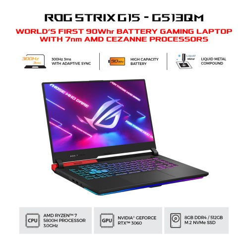 ROG STRIX G15/17 G513QM-R736DT-O AMD Ryzen™ 7 5800H - BLACK