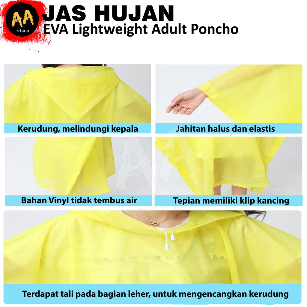 Jas Hujan Ponco/Poncho/Kalong/Kelelawar Vinyl  Pria Wanita Dewasa EVA