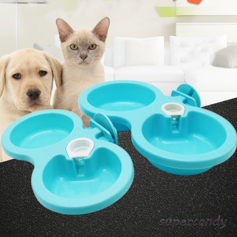 Sp Dog Bowl Plastic Double Bowl Hanging Thicken Anti Slip Puppy