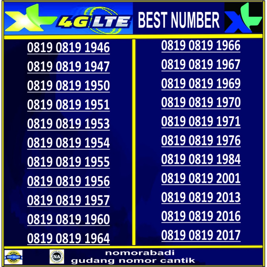 nomorcantik xl 4G 0819 0819 XXXX TAHUN H1000