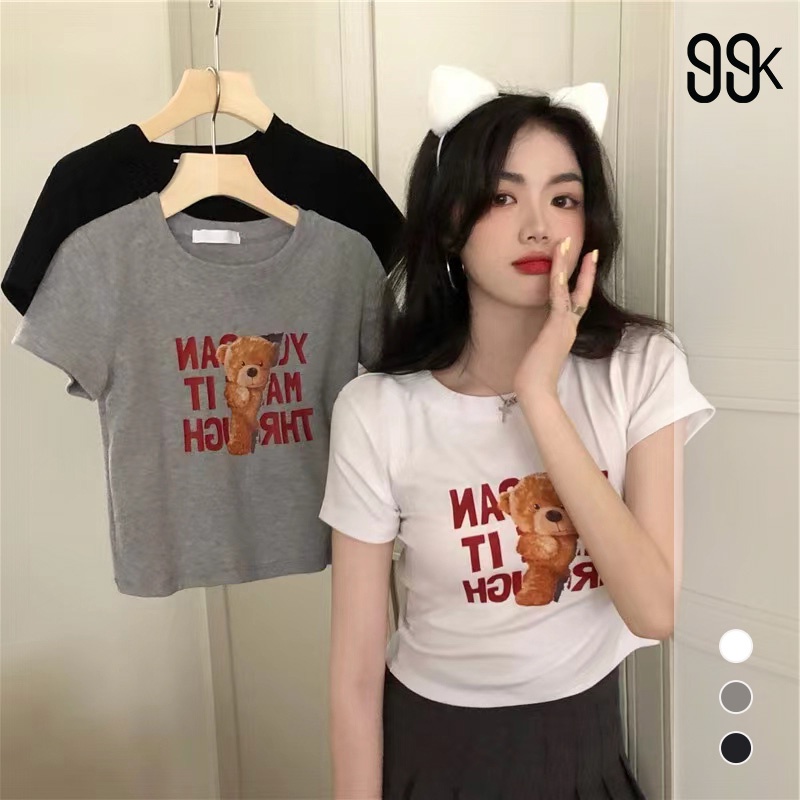 Korean Basic Crop T-Shirt Lengan Pendek 2512 (M/L/XL)