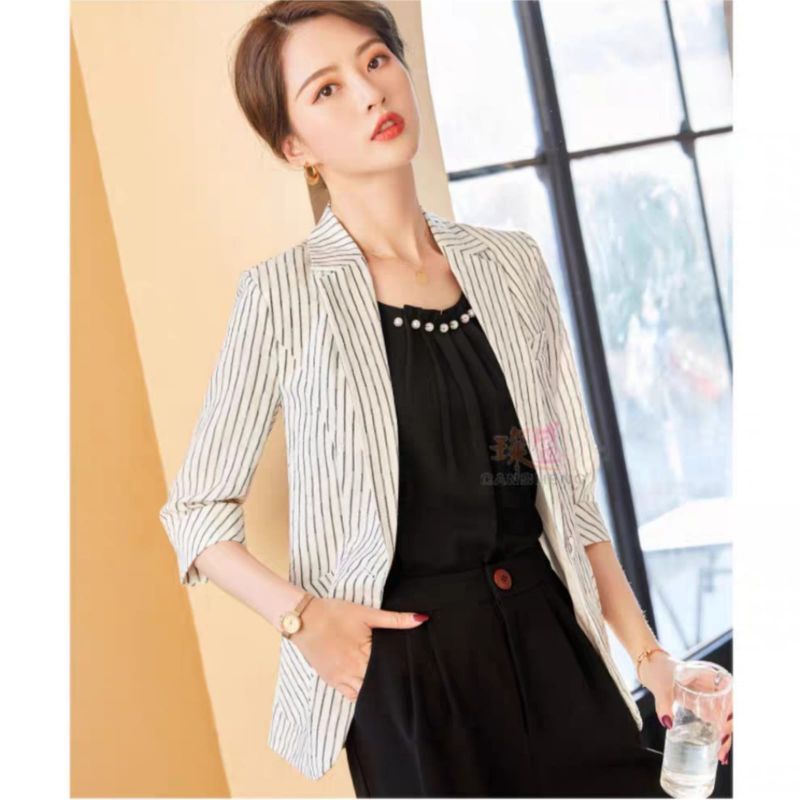 MDLV ~ 37700# Morena Striped Blazer Salur Blazer Premium Fashion Import