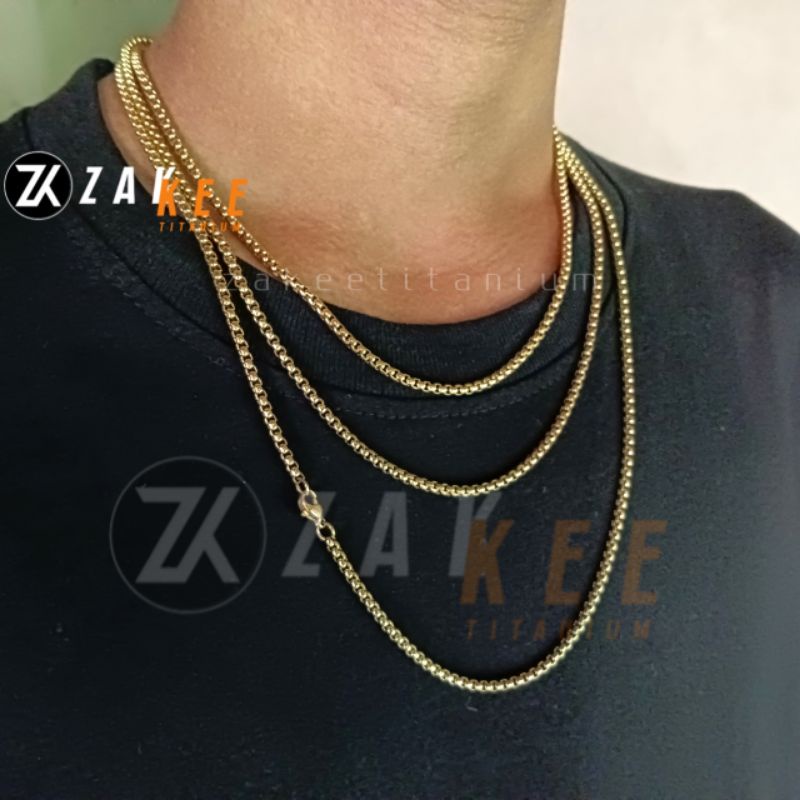 Kalung Titanium Pria Wanita Rantai Emas Rante Cowok Cewek Keren Anti Karat