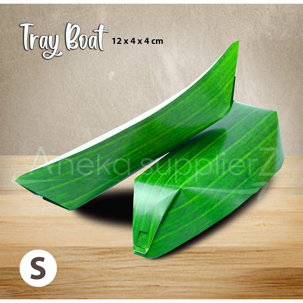 Boat Tray - Food Tray - Tako Tray - Paper Tray | HIJAU DAUN |S (50 PCS)