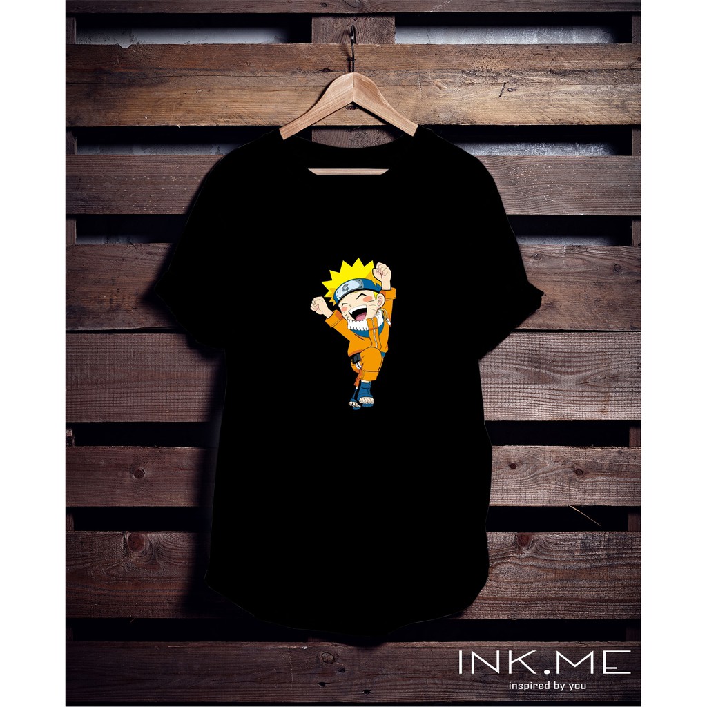 KAOS ANIME NARUTO/ NARUTO TSHIRT/ NARUTO BLACK TSHIRT/ KAOS SABLON PRIA NARUTO HAPPY