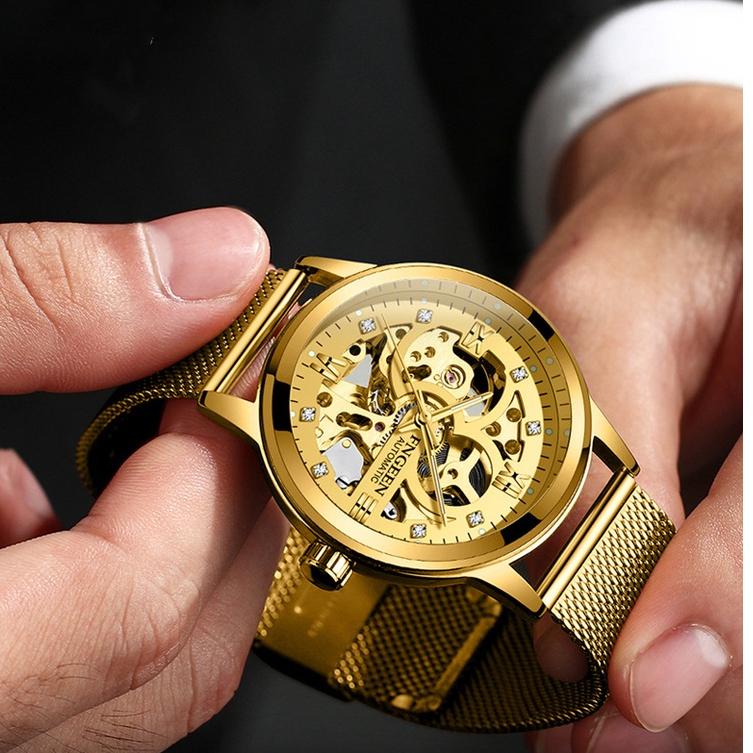 【Dijamin 100% Original】Jam Tangan Pria FNGEEN 6018 Mechanical Automatic Luxury Business Original Tah