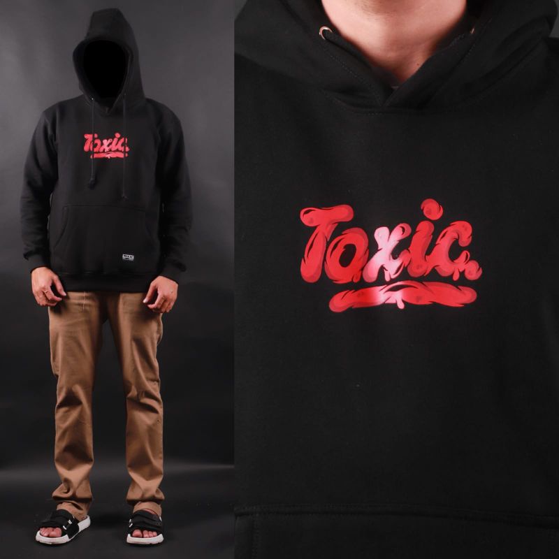 HOODIE BLACK - TOXIC RED