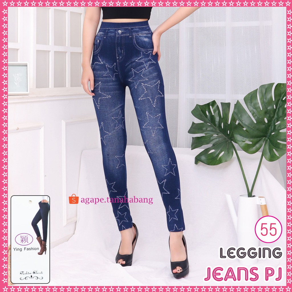 Legging Jeans #55 / Legging Jeans wanita / legging jeans import motif 76