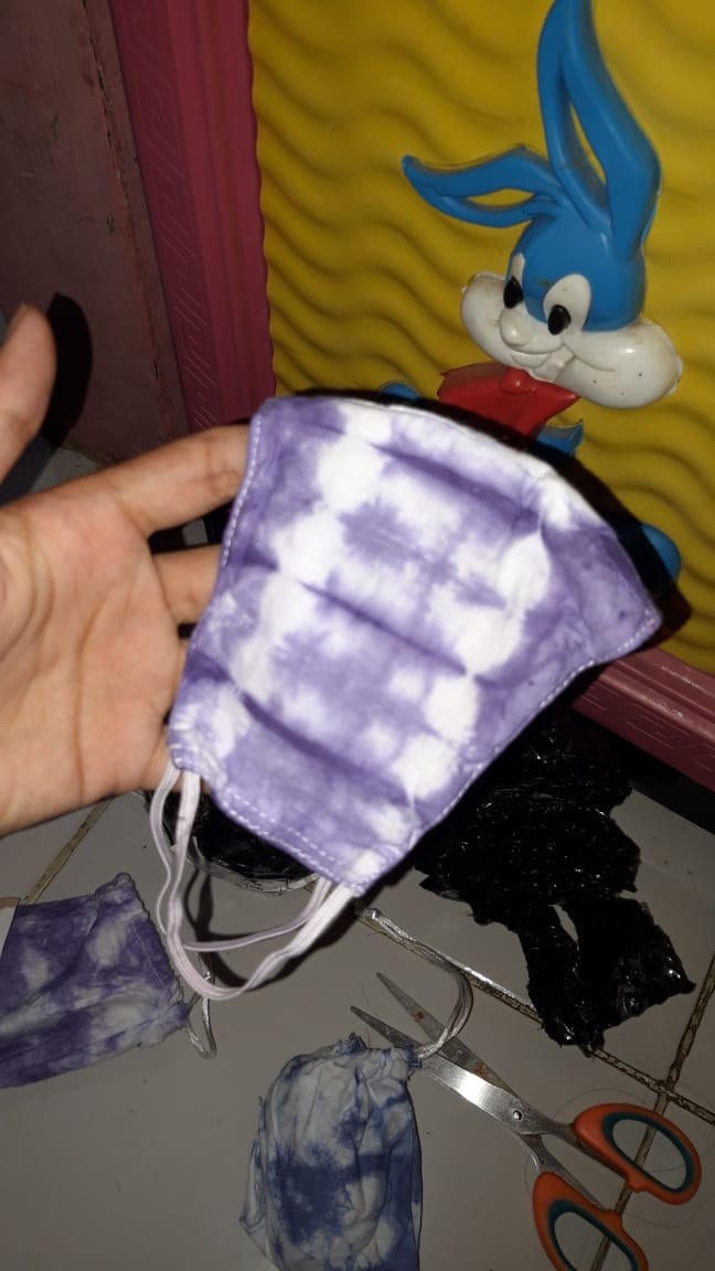 Paket Masker Tie Dye + Konektor Masker Hijab + Ikat Rambut