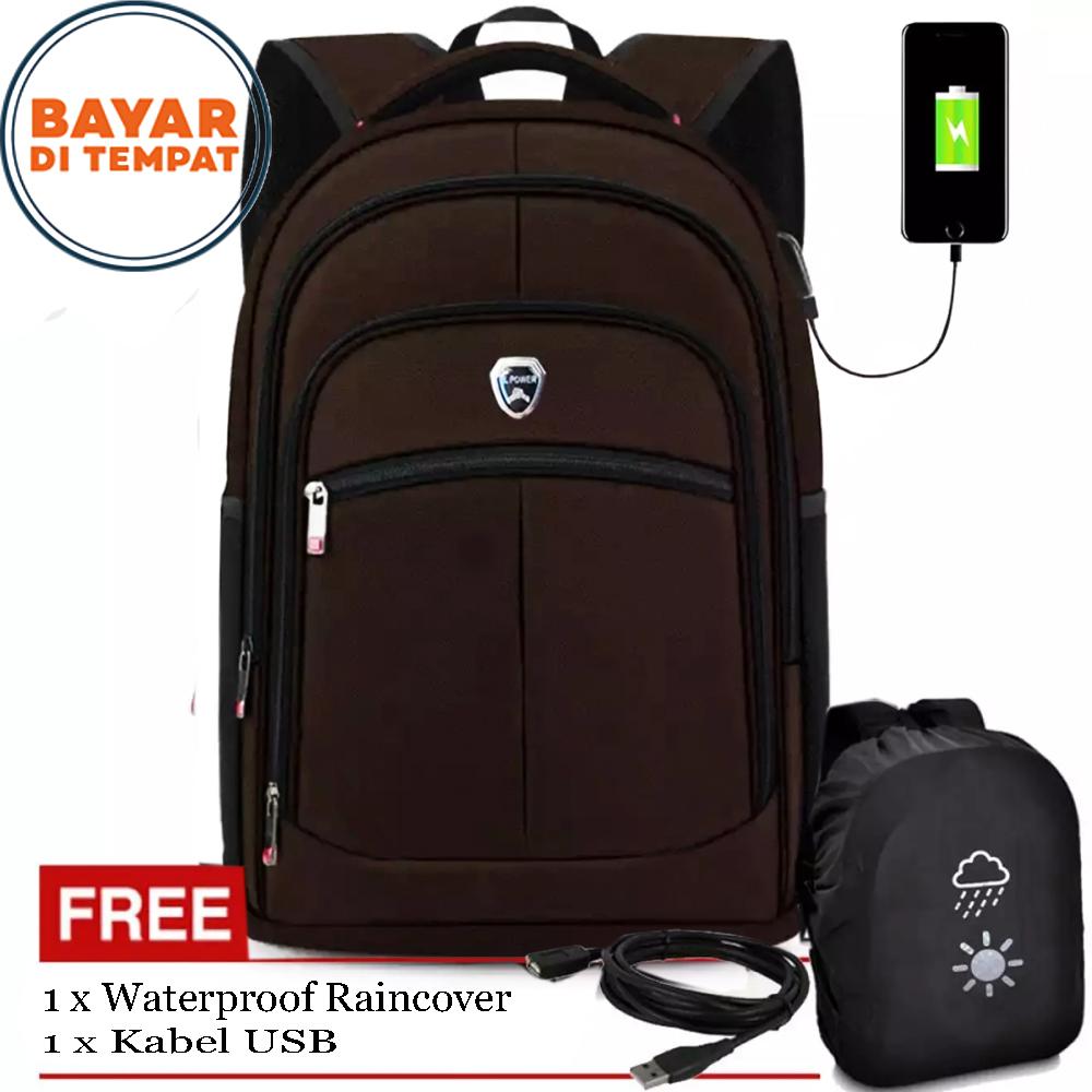 6.6 Shopee Belanja Gratis!! POLO Import Backpack Daypack PL180 Tas Ransel Pria Wanita Tas Laptop ORIGINAL IMPORT- Free Raincover + Kabel USB