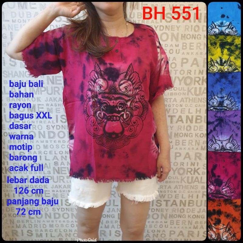 BH 551 baju Bali bahan rayon bagus barong dasar warna ukuran XXL