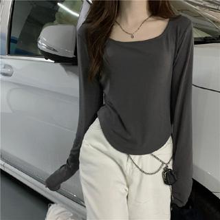 DF BJ256 Baju Wanita Fasion Lengan Panjang Kaos Polos Wanita Korea Spandek long Sleeve