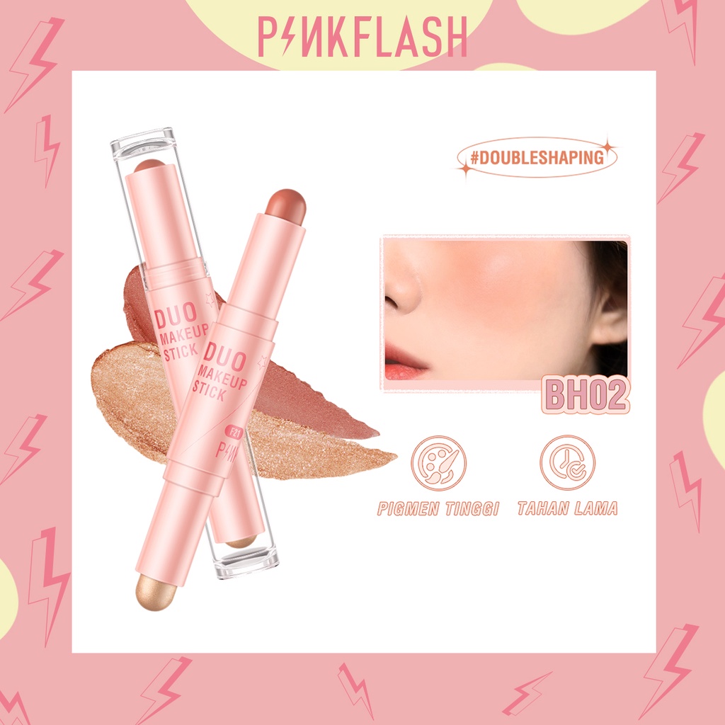 PINKFLASH 3 Pcs Pink Makeup Set Dual-ended 2 in 1 Matte Lipstick Natrual Blush On highlight Contour Hottest Beauty Set