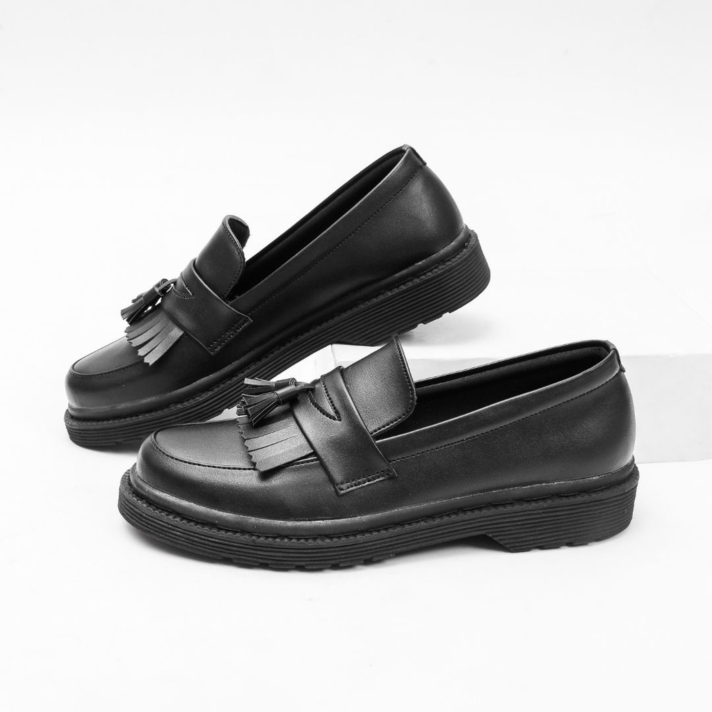 Xcloud x LALAKI Sepatu Formal SlipOn Docmart Casual Pria BIAN Black