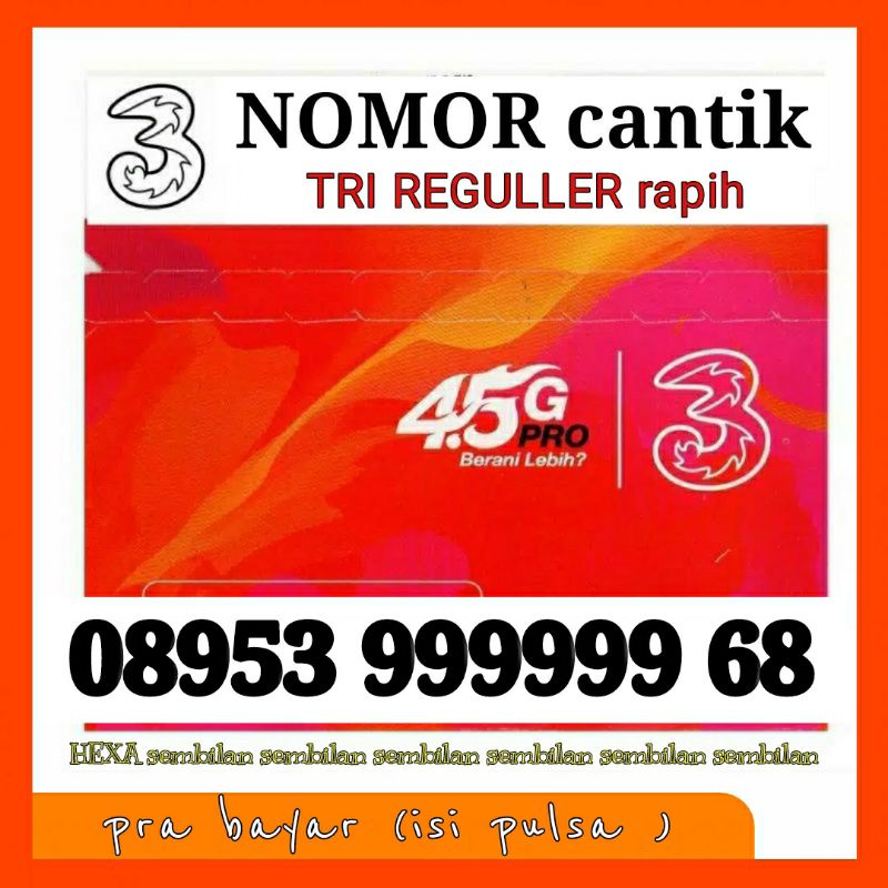 nomor cantik kartu tri hexa 999999 rapih