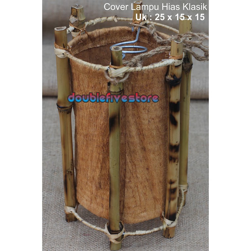 Kap Lampu Hias Bambu Kap Lampu Hias Gantung Klasik Bambu Kulit Kayu Tradisional Uk 25 x 15 x 15