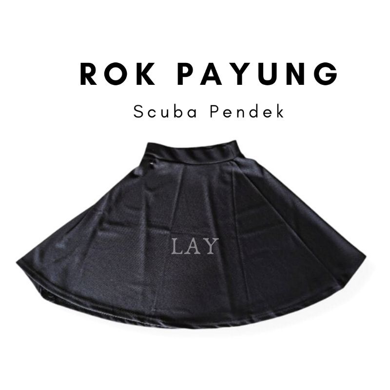 Rok Payung Scuba Pendek / Rok Jodda Flare Skirt Premium / Rok wanita/ Rok Kerja