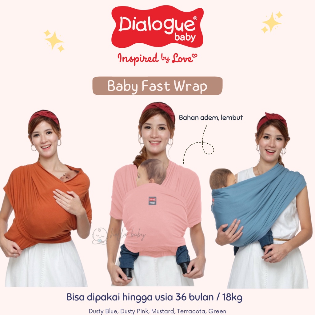 Dialogue Baby 3 Position Baby Fast Wrap - Gendongan Kain Bayi / Baby Carrier / Baby Wrap / Gendongan