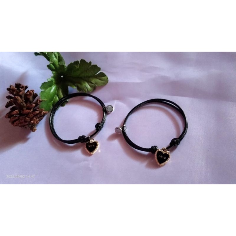 [COD]2PCS GELANG MAGNET LIONTIN HATI/GELANG COUPLE (FREE BOX)