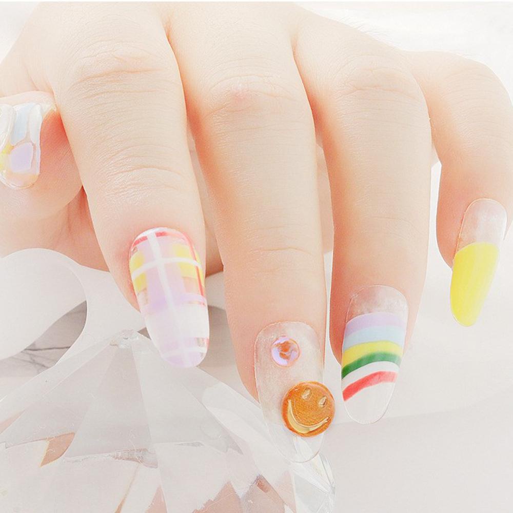 AUGUSTINA Augustina Smiley Face Perhiasan Kuku Musim Semi AndSummer Kartun Lucu DIY Desain Nail Art