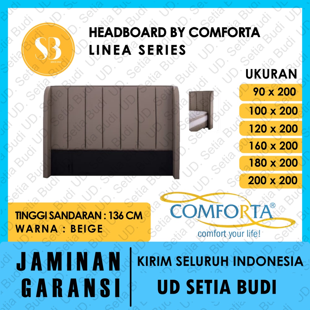 Headboard Linea Kasur Comforta Springbed 200x200 180x200 160x200 120x200 100x200 90x200