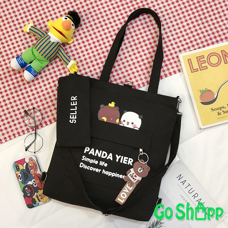 Totebag Kanvas Besar Import High Quality Dengan Tali Panjang - Totebag Fashion Korea Import [TE06]