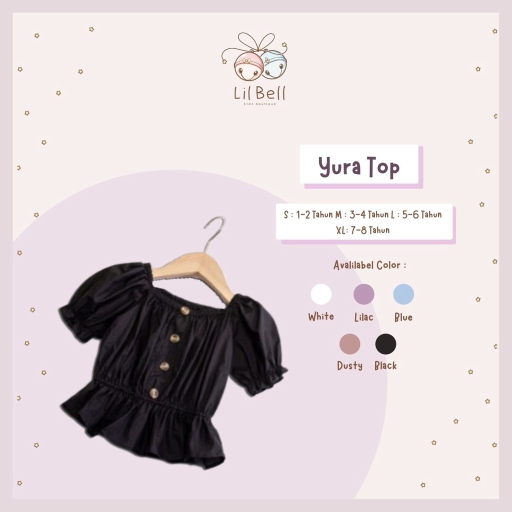 YURA TOP - sabrina anak perempuan - blouse anak korean style - atasan lucu anak terbaru / 1 - 8 Tahu
