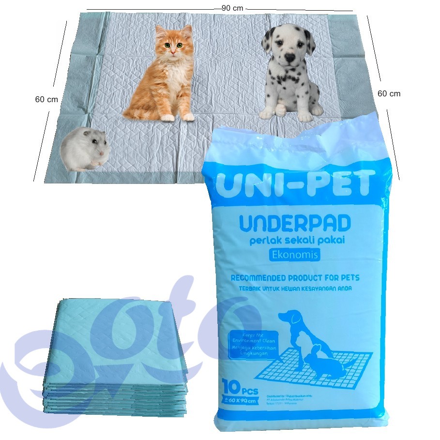 UNIPET UNI-PET Underpad Perlak Alas Pipis BAB Hewan Anjing Kucing Kelinci Hamster isi 10x