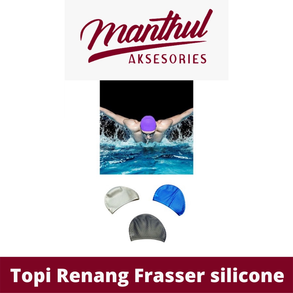 Topi Renang frasser silicone karet elastis dot hujan