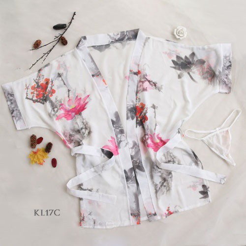 [PRODUK TERBATAS] LINGERIE KIMONO FLORAL PUTIH KL17C