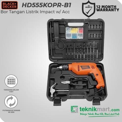 PROMO Black And Decker HD555KOPR 13 mm Bor Listrik Impact 88 Aksesoris Termurah
