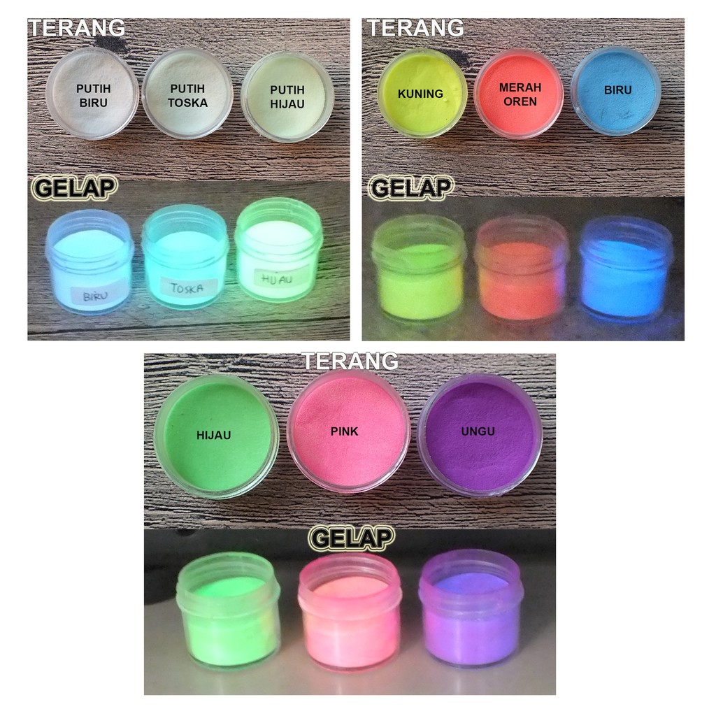 Bubuk fosfor glow  in the dark  paint cat  glow  in the dark  