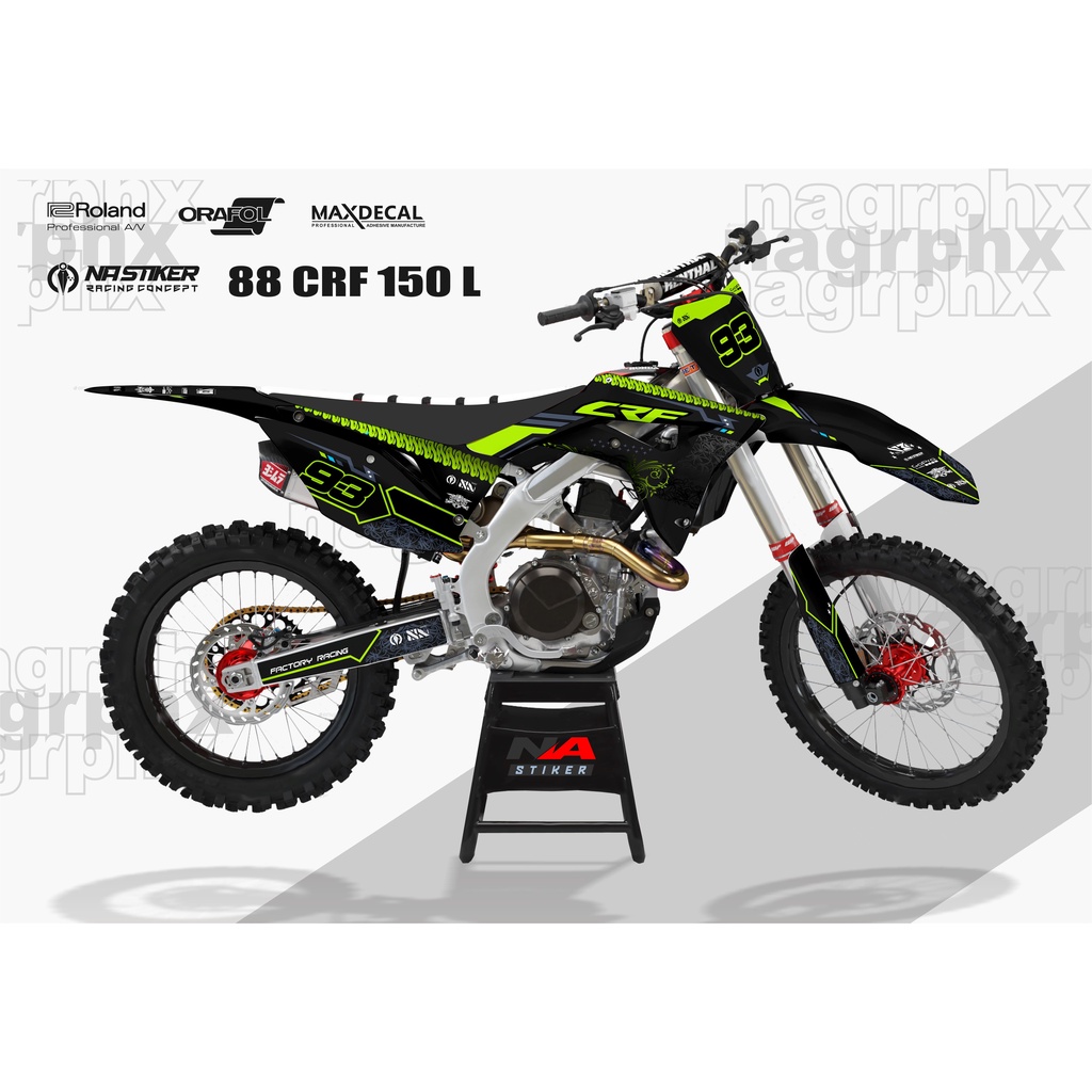 DECEAL CRF HITAM HIJAU DECAL CRF150L FULL BODY CRF-88