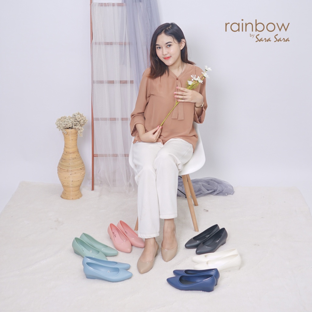 Sara Sara Rainbow Sara Sara Pelangi Wedges Sepatu Jelly Wanita sepatu kerja wanita flat shoes jelly terbaru