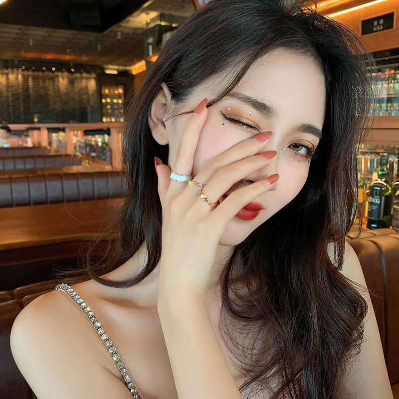 3pcs / Set Cincin Model Terbuka Dapat Disesuaikan Untuk Wanita