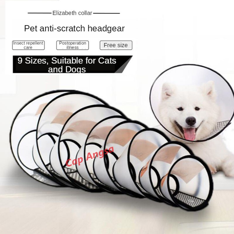 PET PROTECTION CONE COVER ELISABETH COLLAR CORONG PENUTUP LEHER 5 6 7 KONE SMALL PET COLAR DOG CAT