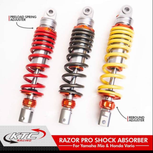 Shockbreaker Adjustable KTC Non Tabung  MIO 300mm Vario125-Vario150 325mm klik rebound