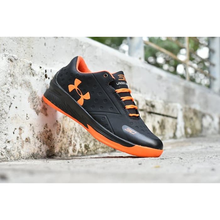 Sepatu Sport Under Armour Curry One Hitam Orange - Running Pria