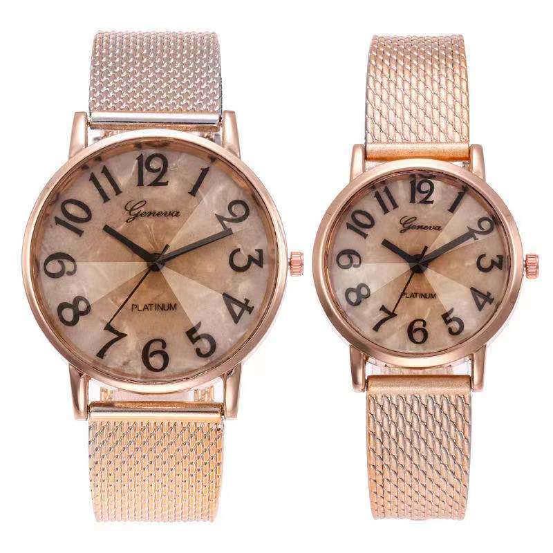 Rowling (Jam-45) Jam Tangan Couple Geneva Strap Karet Motif Pasir Wanita Pria Pasangan Murah Import