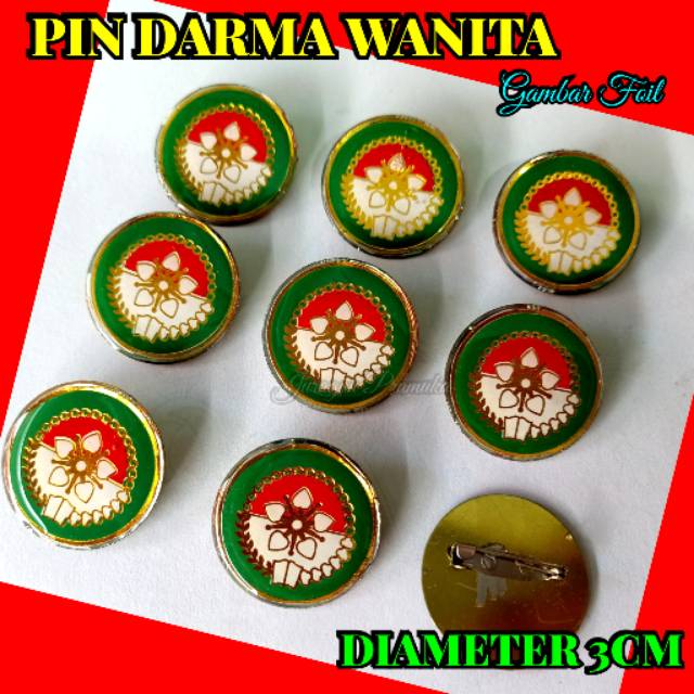 PIN DHARMA WANITA 3CM GAMBAR TIMBUL